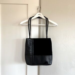 🤍 euc | vintage | mixed leather shoulder tote bag